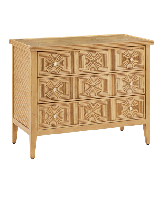 Currey & Co Santos Sea Sand Large Chest in Sea Sand/Brass/Clear 3000-0290