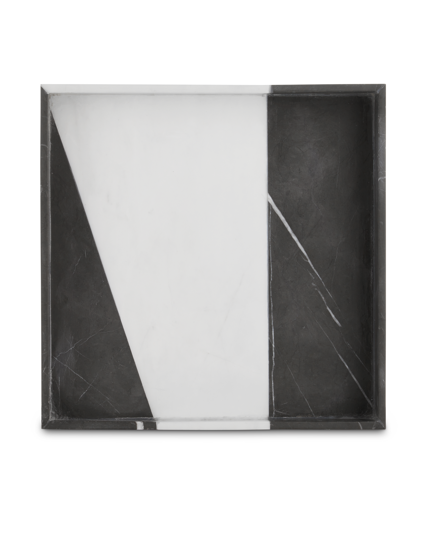 Currey & Co. Sena Black & White Marble Tray 1200-0653