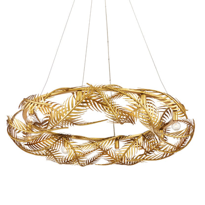 Currey & Co. Queenbee Palm Gold Ring Chandelier 9000-0937