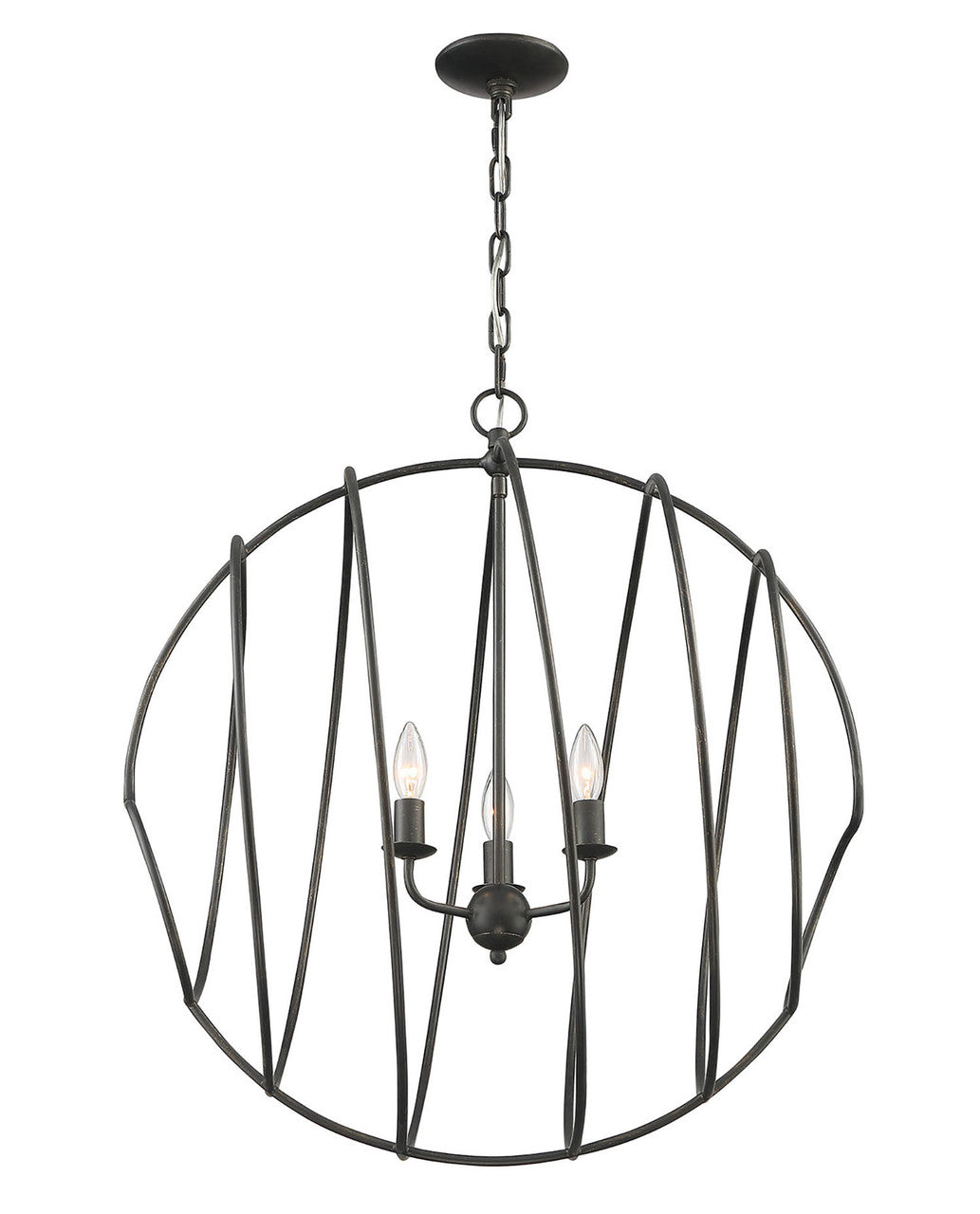 Currey & Co. Conduit Large 3-Light Industrial Orb Chandelier 9000-2005