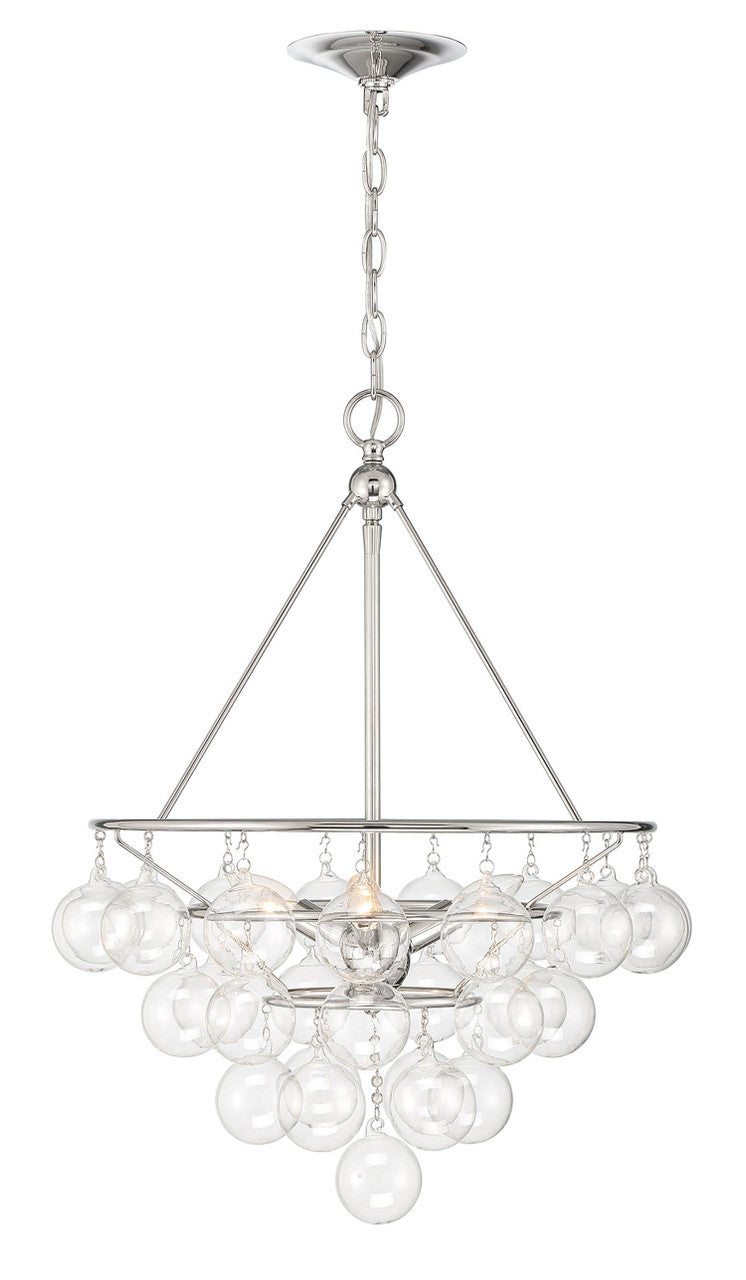 Currey & Co. Isla 3-Light Nickel and Glass Contemporary Chandelier 9000-2007