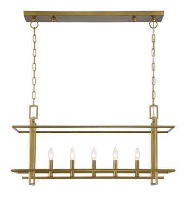 Currey & Co. Ormand 5-Light Brass Linear Kitchen Island Pendant 9000-2008