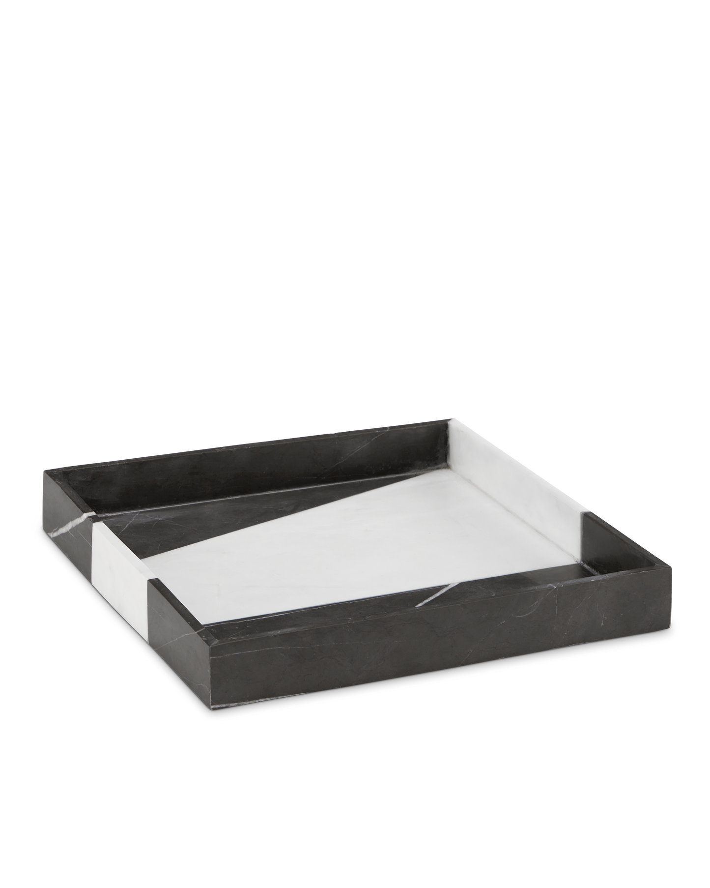 Currey & Co. Sena Black & White Marble Tray 1200-0653