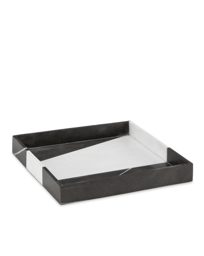 Currey & Co. Sena Black & White Marble Tray 1200-0653