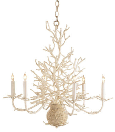 Currey & Co. Seaward Small White Chandelier 9218