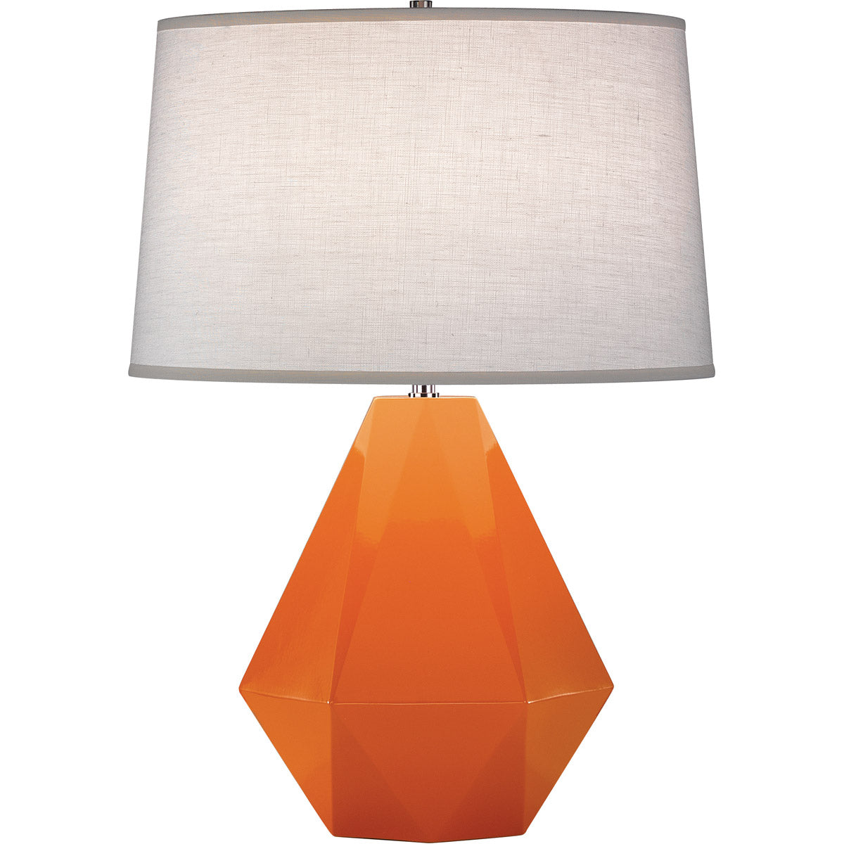 Robert Abbey  Pumpkin Delta Table Lamp in Pumpkin Glazed Ceramic with Polished Nickel Accents 933