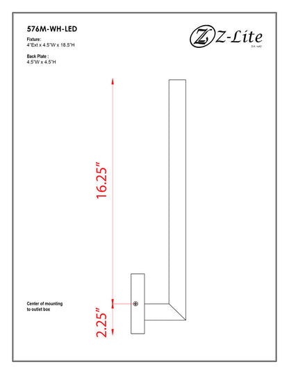 Z-Lite Edge 2 Light Outdoor Wall Light in White 576M-WH-LED