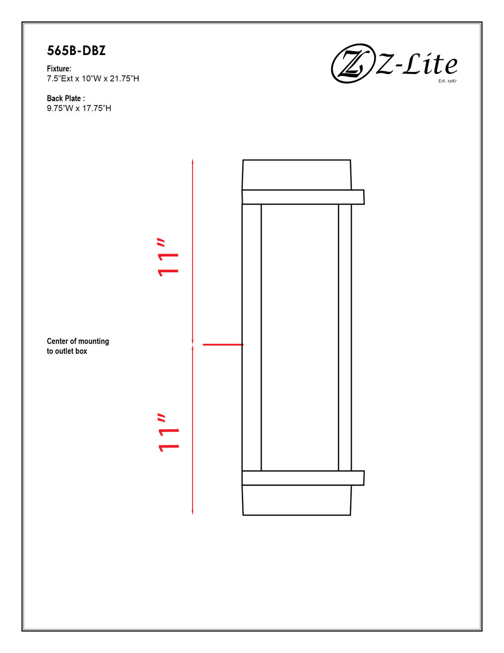 Z-Lite Fallow 2 Light Outdoor Wall Sconce in Deep Bronze 565B-DBZ