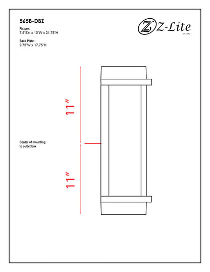 Z-Lite Fallow 2 Light Outdoor Wall Sconce in Deep Bronze 565B-DBZ