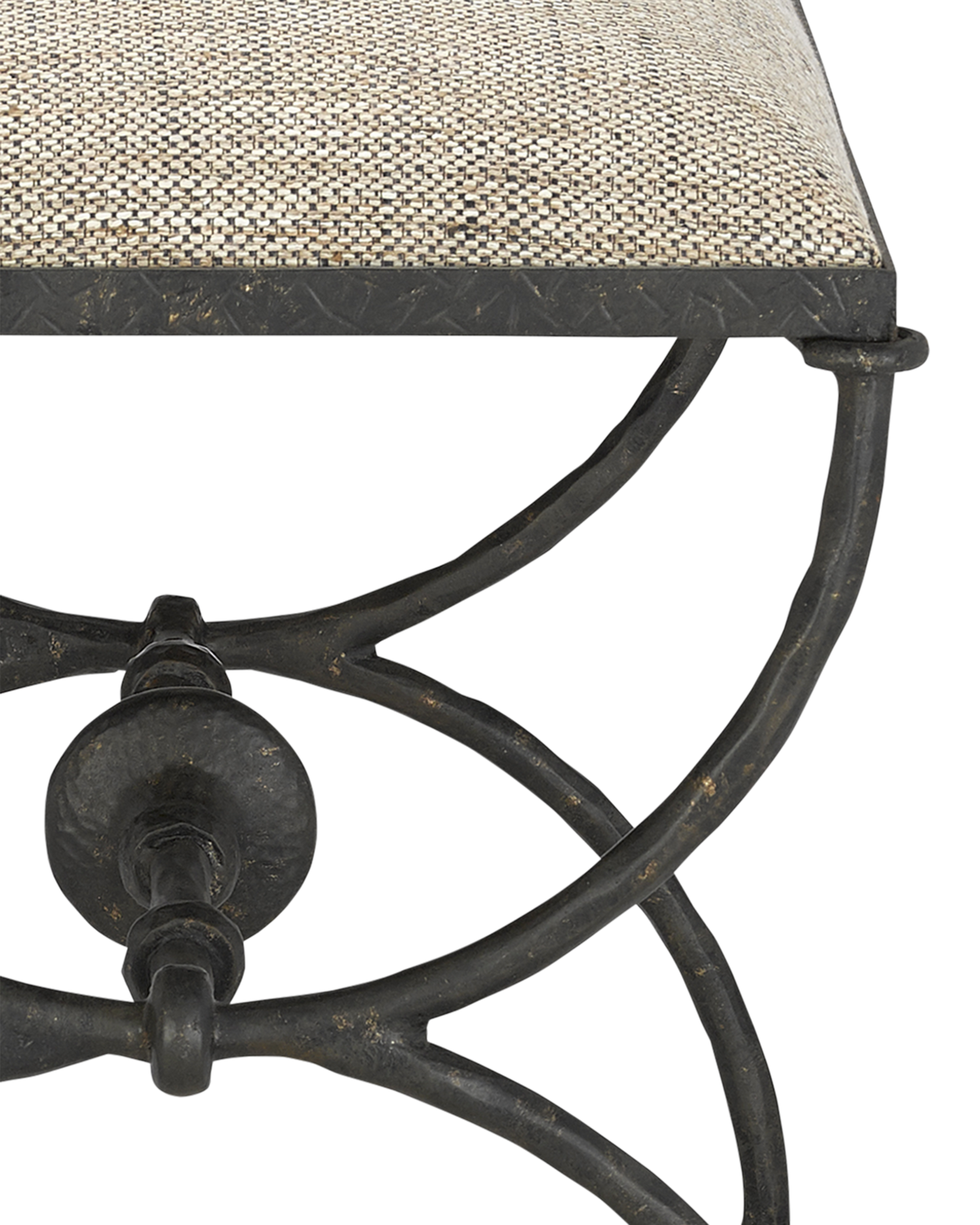 Currey & Co. Agora Bronze Ottoman, Calcutta Peppercorn 7000-0992