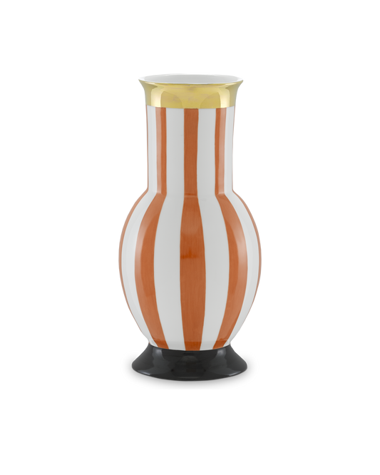 Currey & Co. De Luca Small Coral Stripe Vase 1200-0387