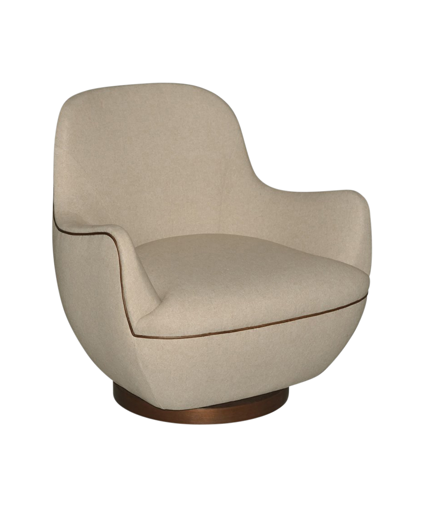 Currey & Co. Brene Walnut Swivel Armchair, Felton Oatmeal 7000-0572