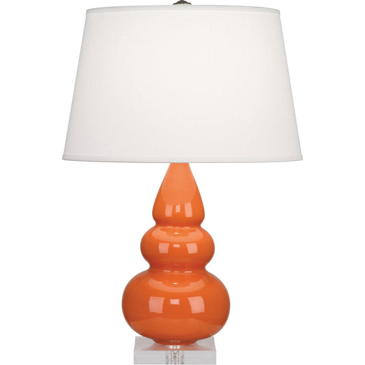 Robert Abbey  Pumpkin Small Triple Gourd Accent Lamp in Pumpkin Glazed Ceramic with Lucite Base A282X