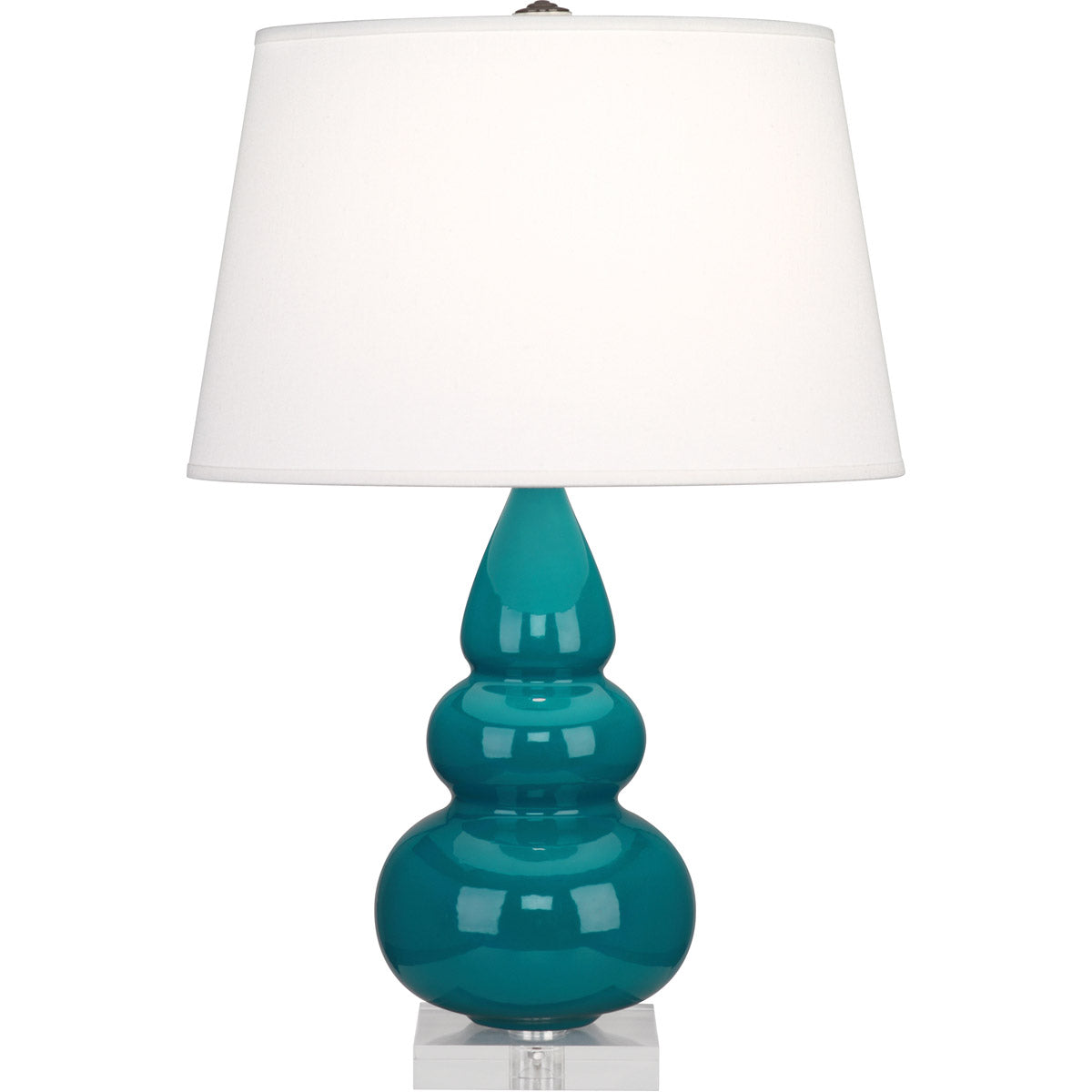 Robert Abbey  Peacock Small Triple Gourd Accent Lamp in Peacock Glazed Ceramic with Lucite Base A293X