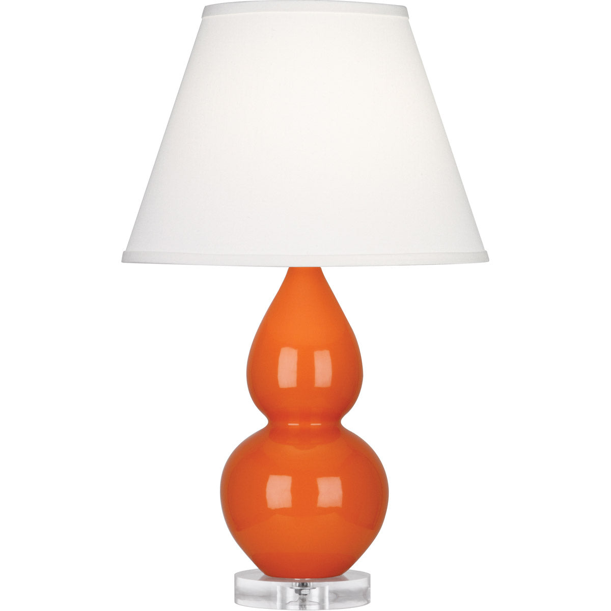 Robert Abbey  Pumpkin Small Double Gourd Accent Lamp in Pumpkin Glazed Ceramic with Lucite Base A695X