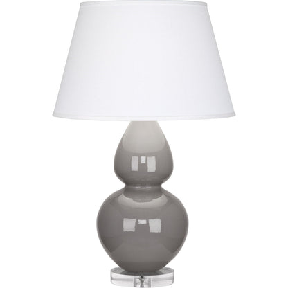 Robert Abbey  Smokey Taupe Double Gourd Table Lamp in Smoky Taupe Glazed Ceramic with Lucite Base A750X