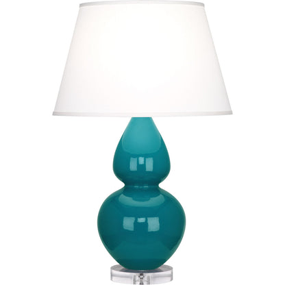 Robert Abbey  Peacock Double Gourd Table Lamp in Peacock Glazed Ceramic with Lucite Base A753X