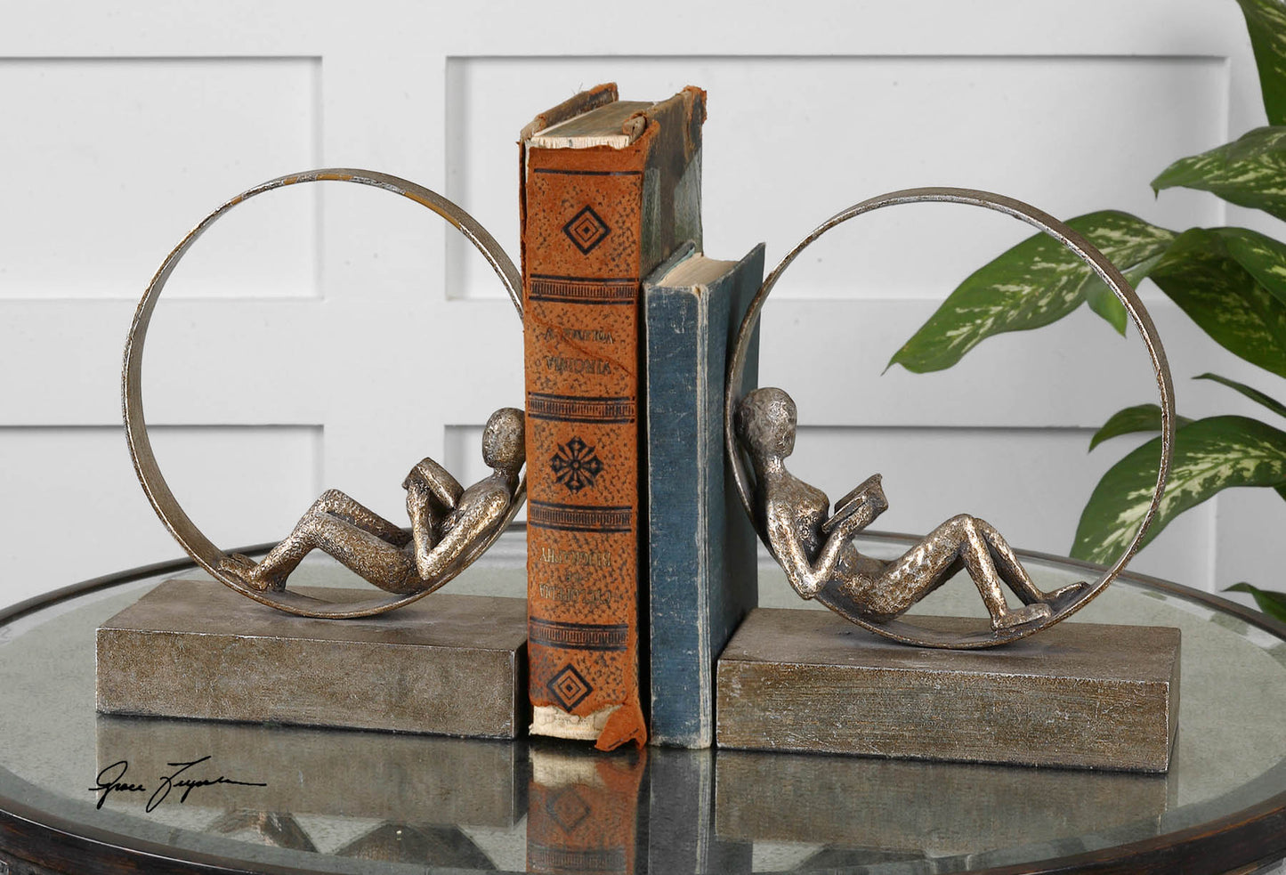 Uttermost Lounging Reader Antique Bookends Set/2 19596