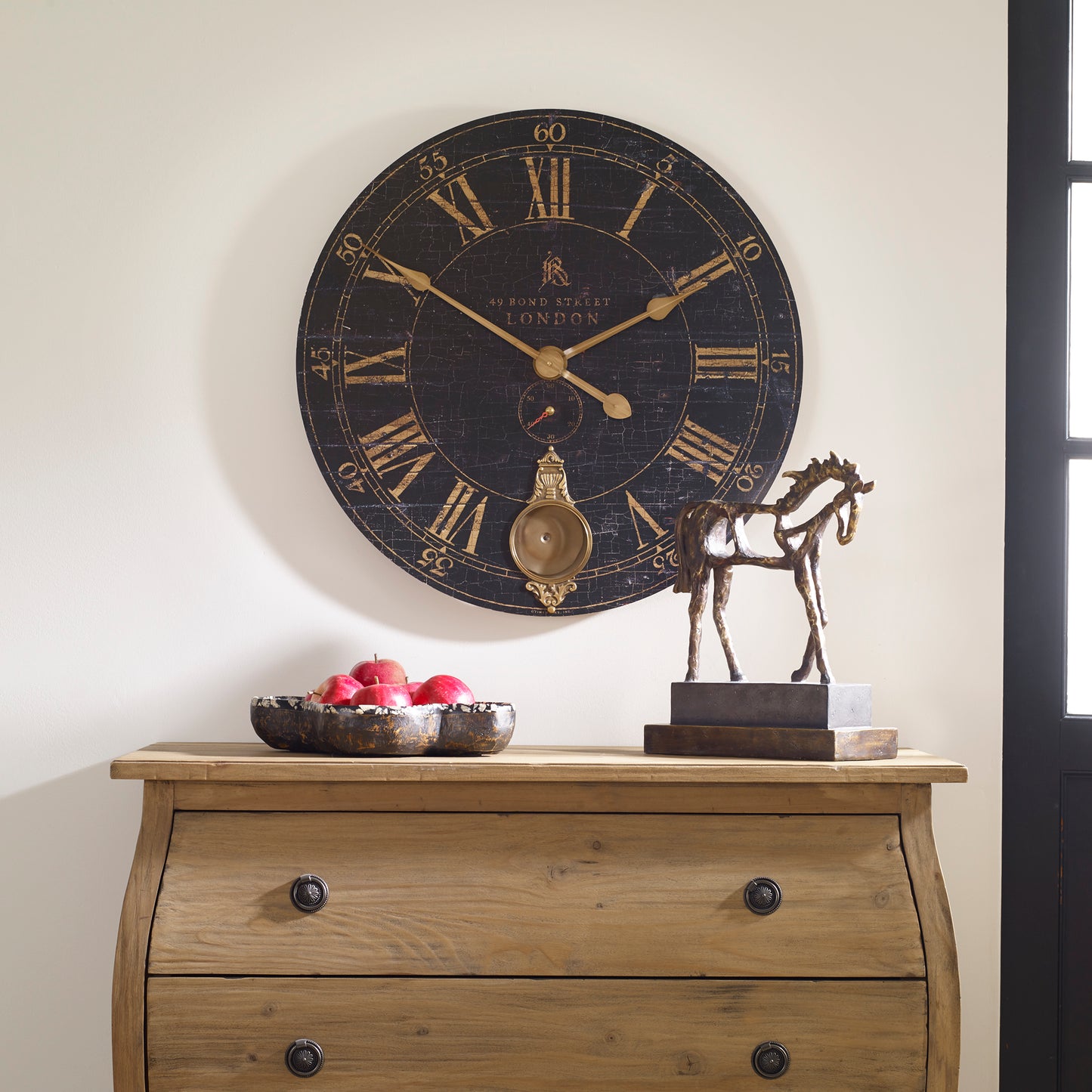 Uttermost Bond Street 30" Black Wall Clock 06030