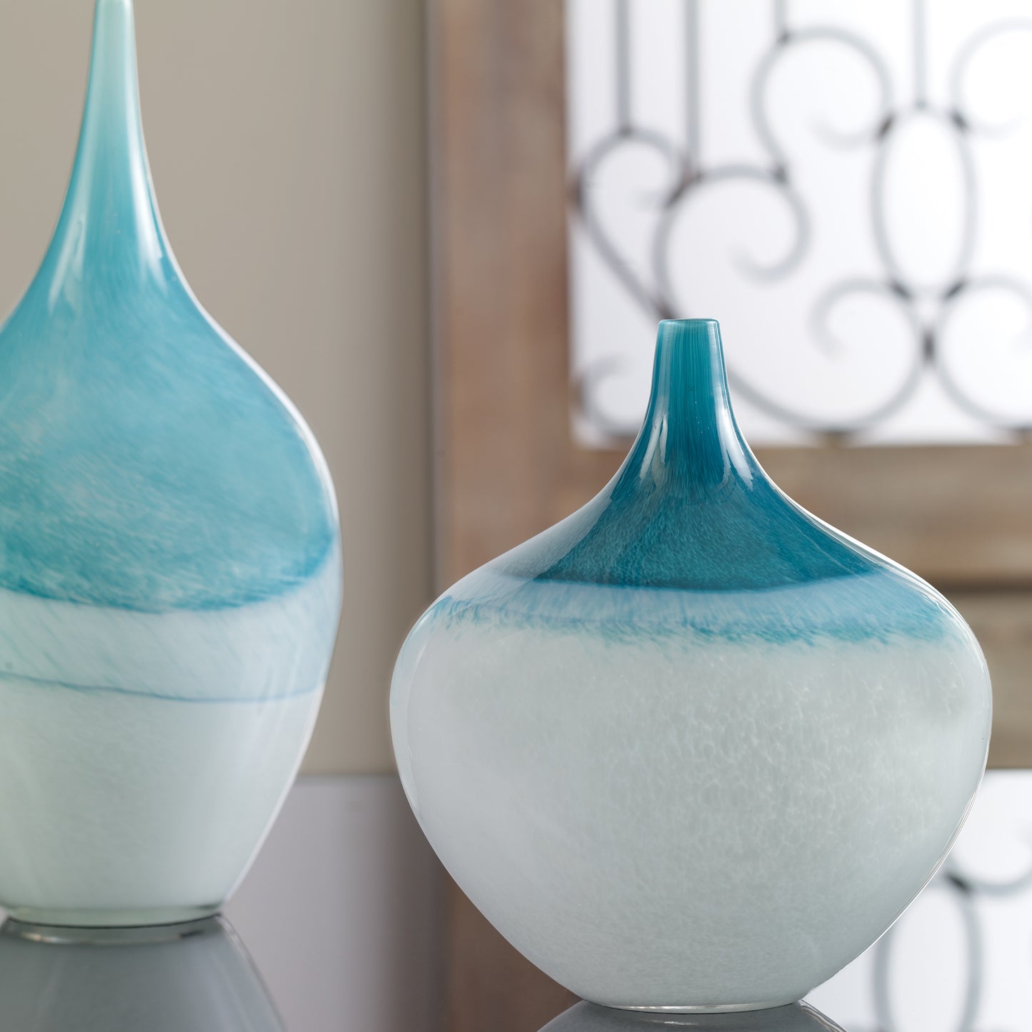 Uttermost Carla Teal White Vases, S/2 20084