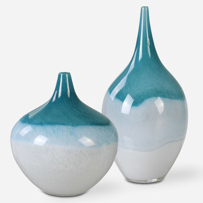 Uttermost Carla Teal White Vases, S/2 20084