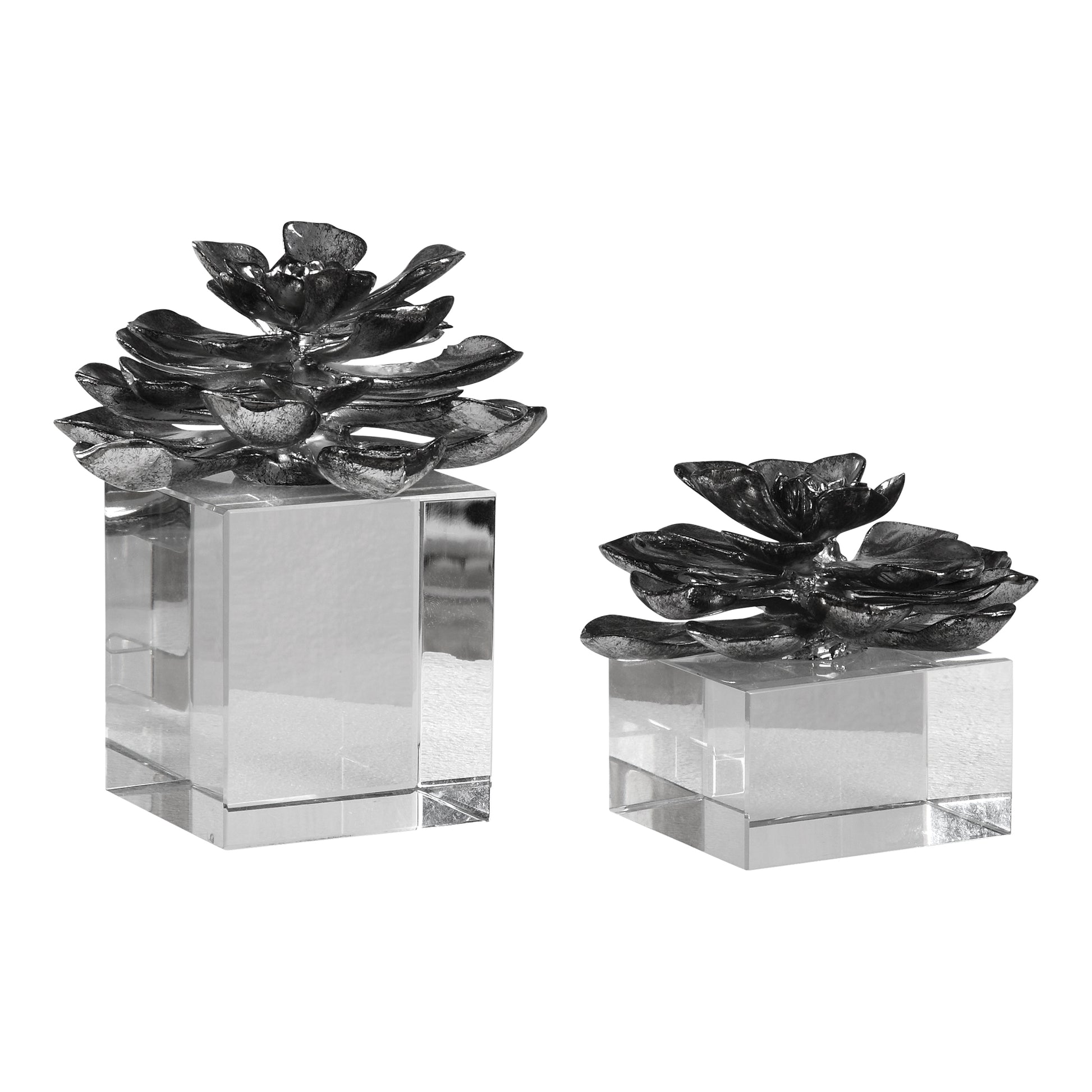 Uttermost Indian Lotus Metallic Silver Flowers S/2 20158