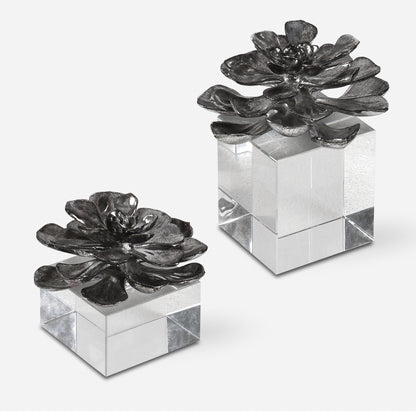 Uttermost Indian Lotus Metallic Silver Flowers S/2 20158