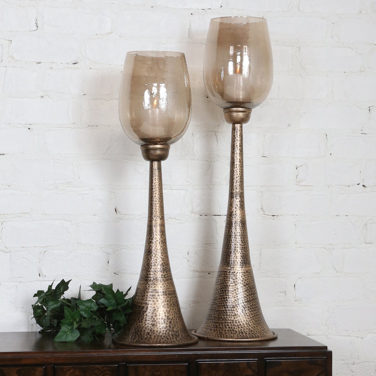 Uttermost Badal Antiqued Gold Candleholders Set/2 18848