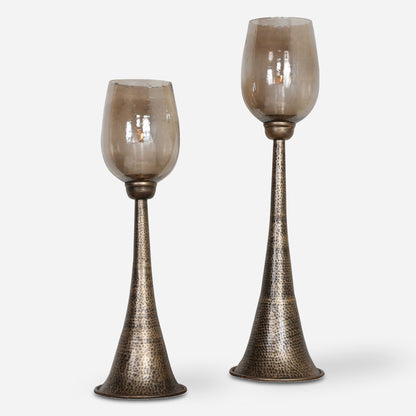 Uttermost Badal Antiqued Gold Candleholders Set/2 18848