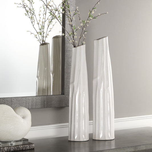 Uttermost Kenley Crackled White Vases S/2 18868