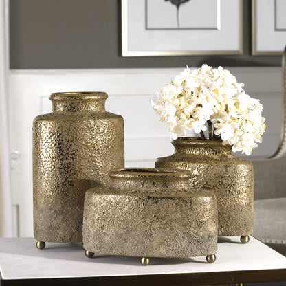 Uttermost Kallie Metallic Golden Vessels S/3 18924