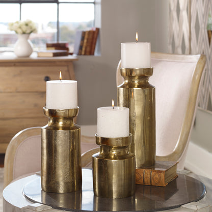 Uttermost Amina Antique Brass Candleholders Set/3 18958