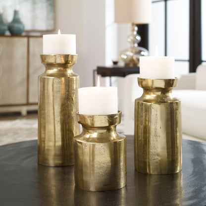 Uttermost Amina Antique Brass Candleholders Set/3 18958