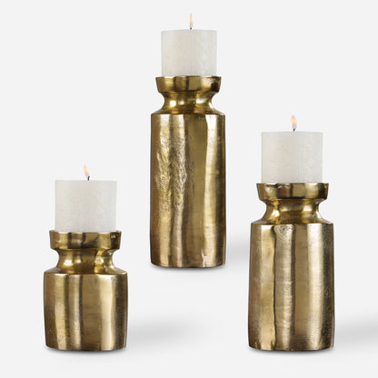 Uttermost Amina Antique Brass Candleholders Set/3 18958