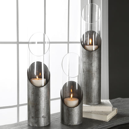 Uttermost Karter Iron & Glass Candleholders Set/3 17518