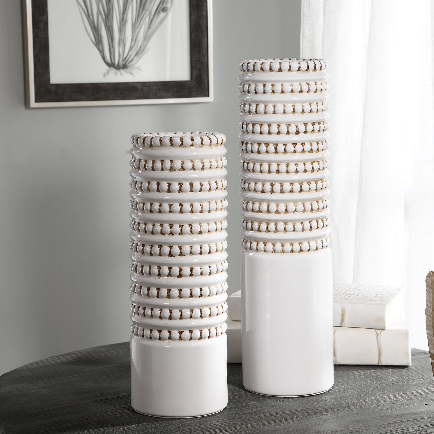 Uttermost Angelou White Vases, Set/2 17570