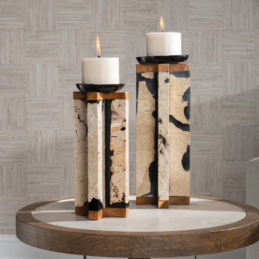 Uttermost Illini Stone Candleholders, S/2 17746