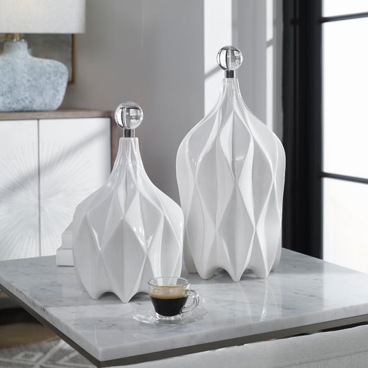 Uttermost Klara White Bottles, S/2 17868