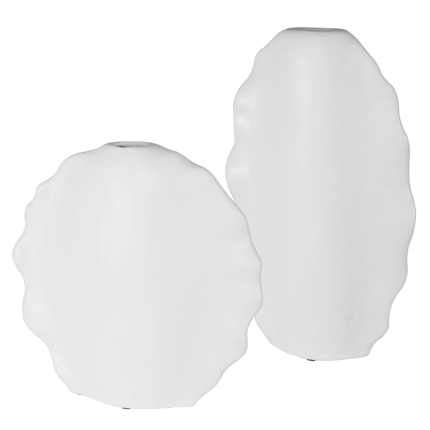 Uttermost Ruffled Feathers Modern White Vases, S/2 17963