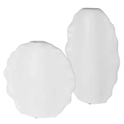 Uttermost Ruffled Feathers Modern White Vases, S/2 17963