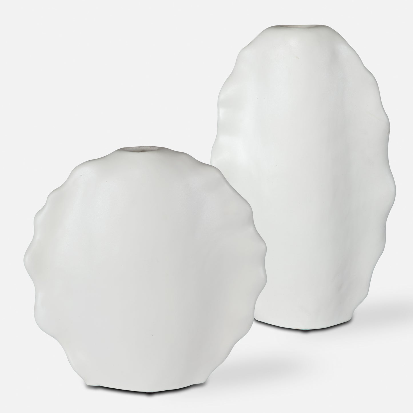 Uttermost Ruffled Feathers Modern White Vases, S/2 17963