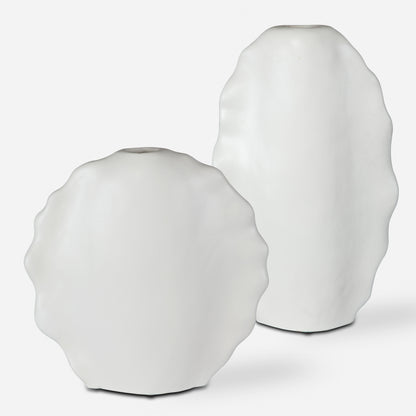 Uttermost Ruffled Feathers Modern White Vases, S/2 17963