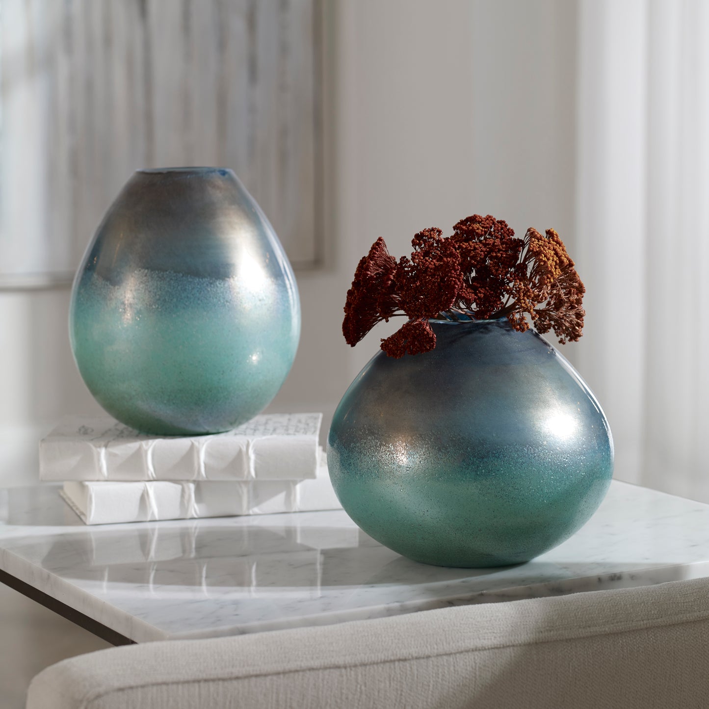 Uttermost Rian Aqua Bronze Vases, S/2 17975