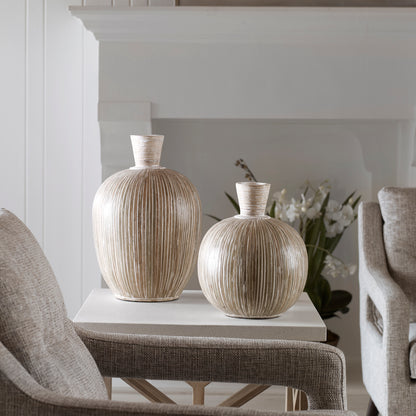 Uttermost Islander White Washed Vases, S/2 17990