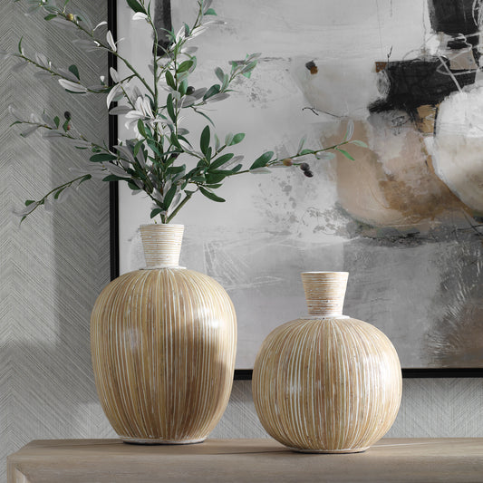 Uttermost Islander White Washed Vases, S/2 17990