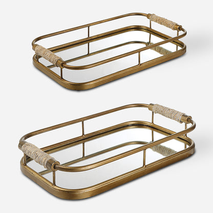 Uttermost Rosea Brushed Gold Trays, S/2 18014