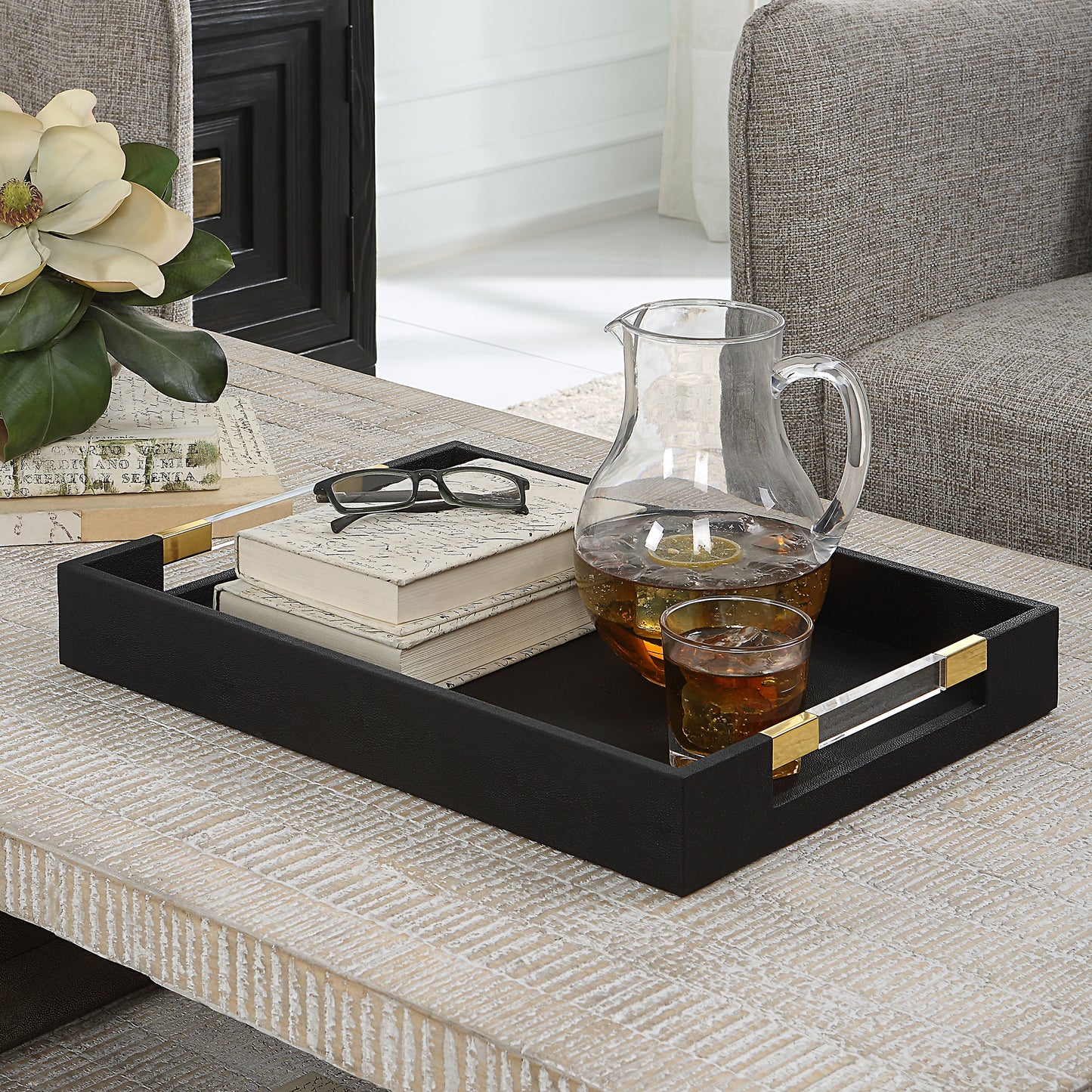 Uttermost Wessex Black Shagreen Tray 18059