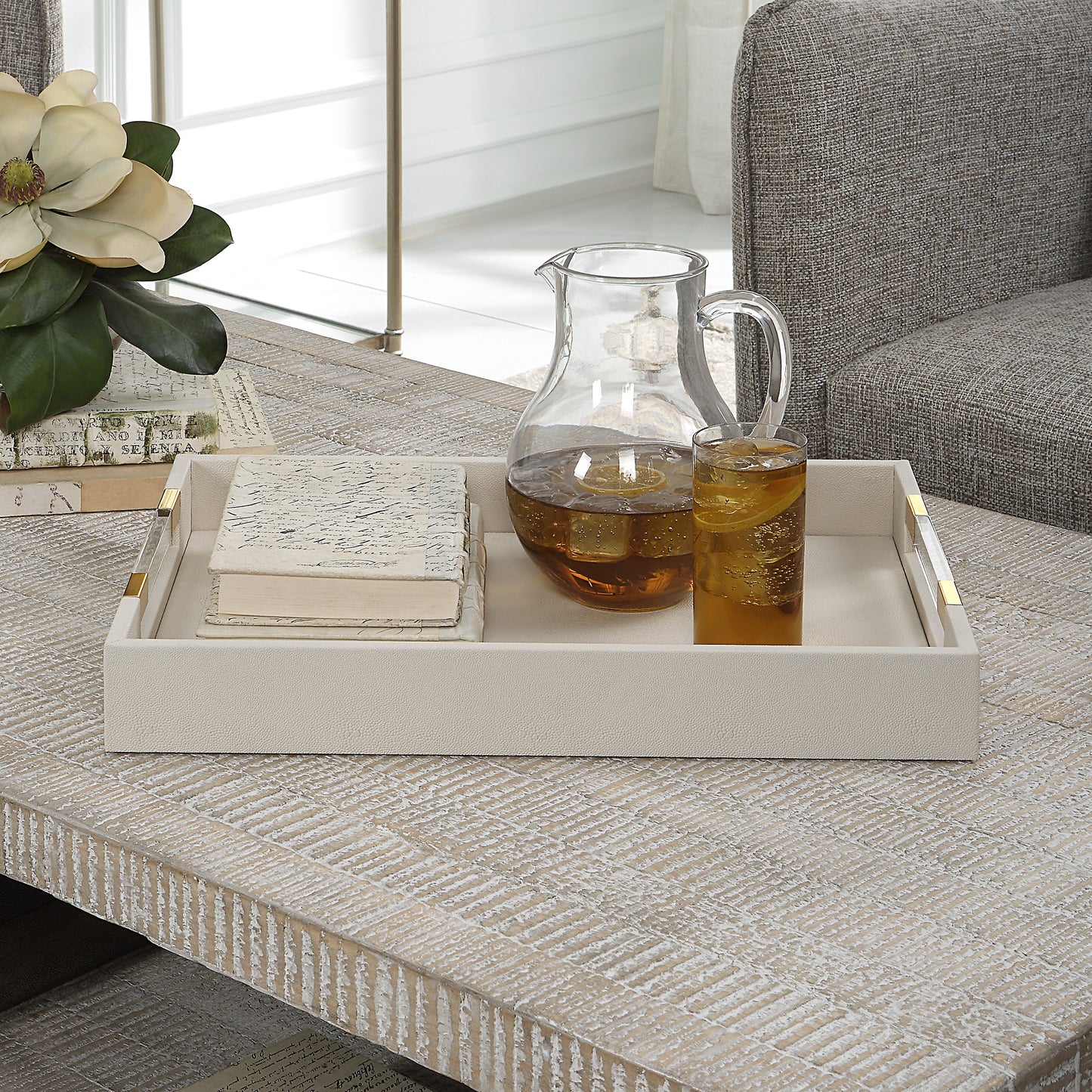 Uttermost Wessex White Shagreen Tray 18060