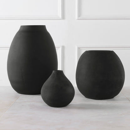 Uttermost Hearth Matte Black Vases, Set/3 18068