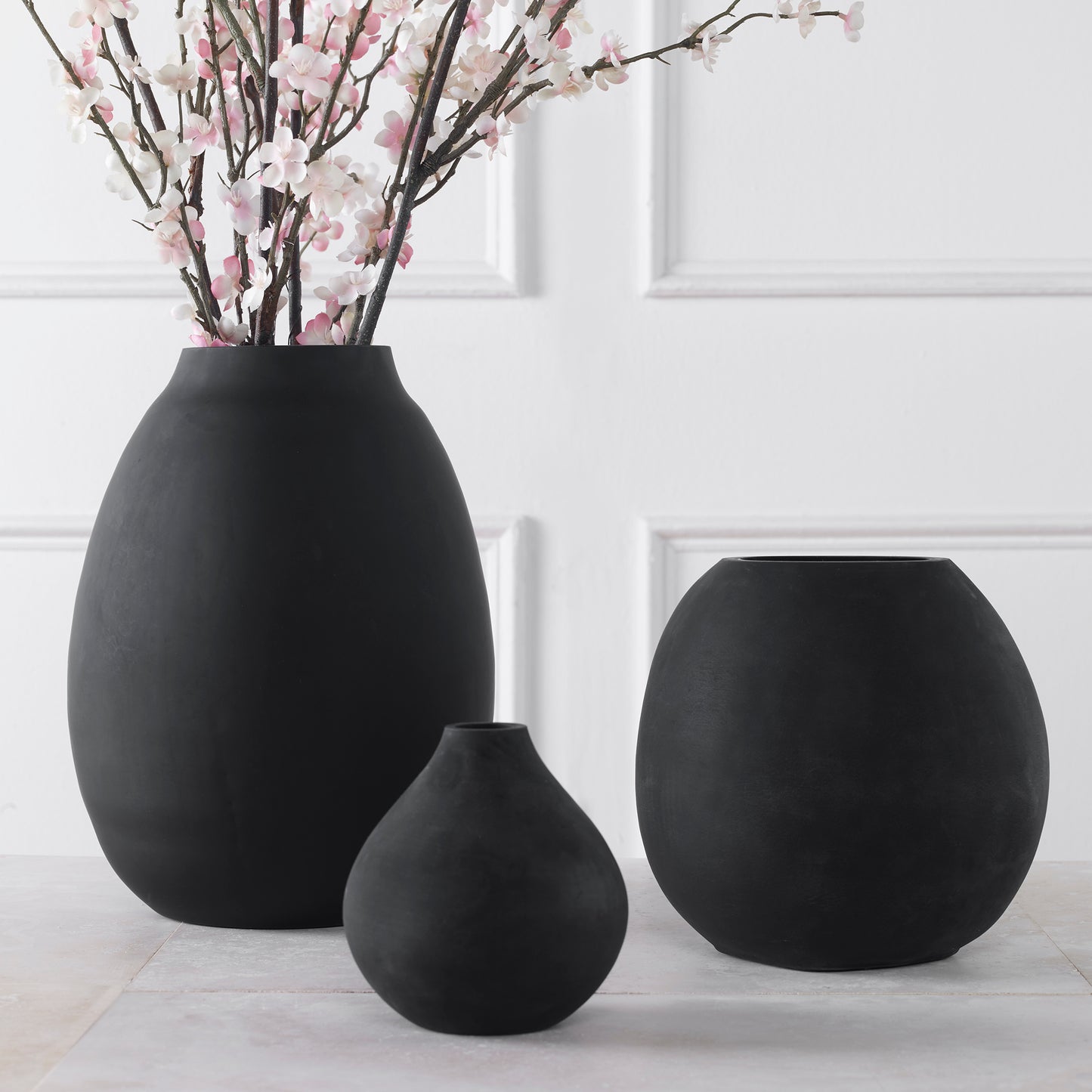 Uttermost Hearth Matte Black Vases, Set/3 18068